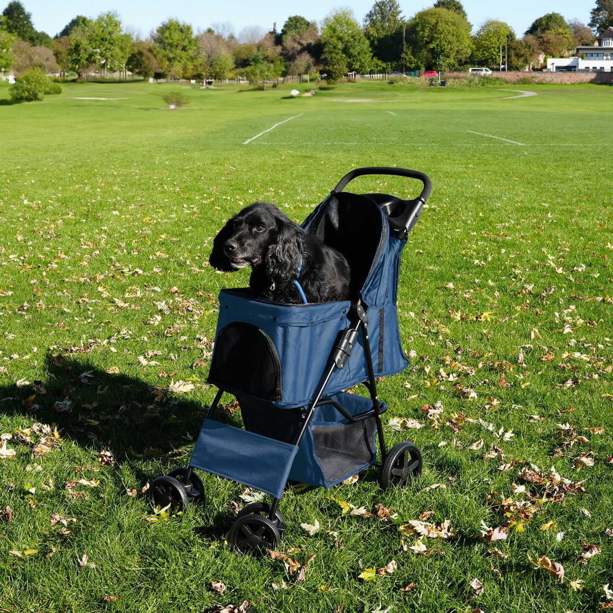 Pet Stroller with Rain Cover – Navy Blue - Used - Good