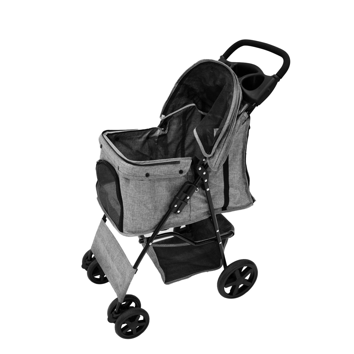 Pet Stroller with Rain Cover - Woven Grey - Used - Acceptable