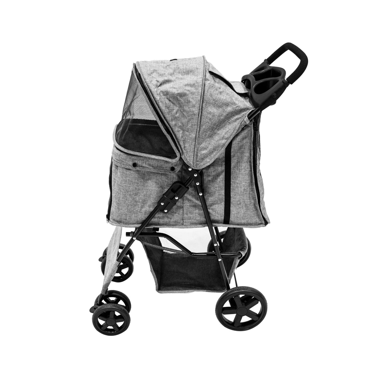 Pet Stroller with Rain Cover - Woven Grey - Like New