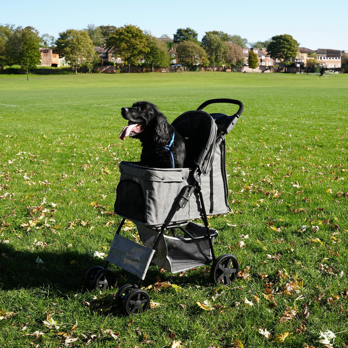 Pet Stroller with Rain Cover - Woven Grey - Like New