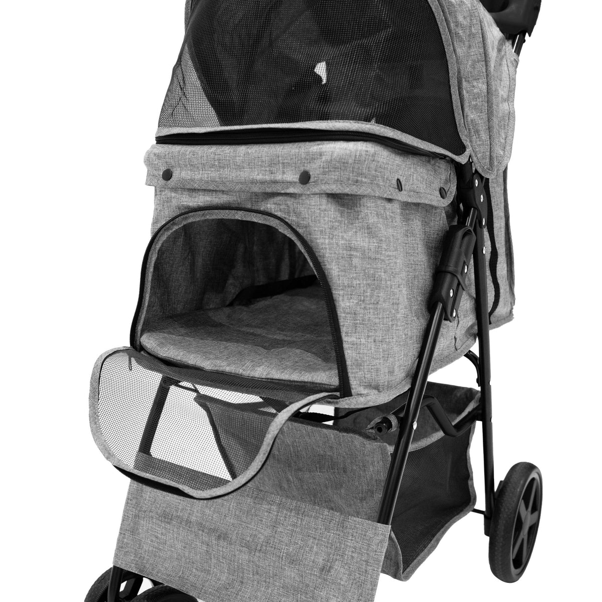 Pet Stroller with Rain Cover - Woven Grey - Used - Acceptable