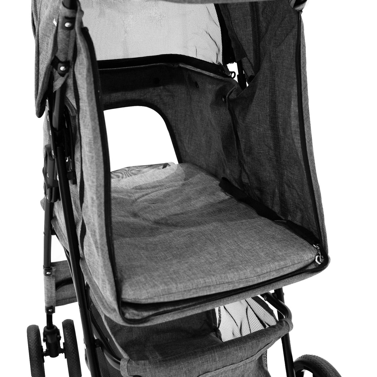 Pet Stroller with Rain Cover - Woven Grey - Used - Acceptable