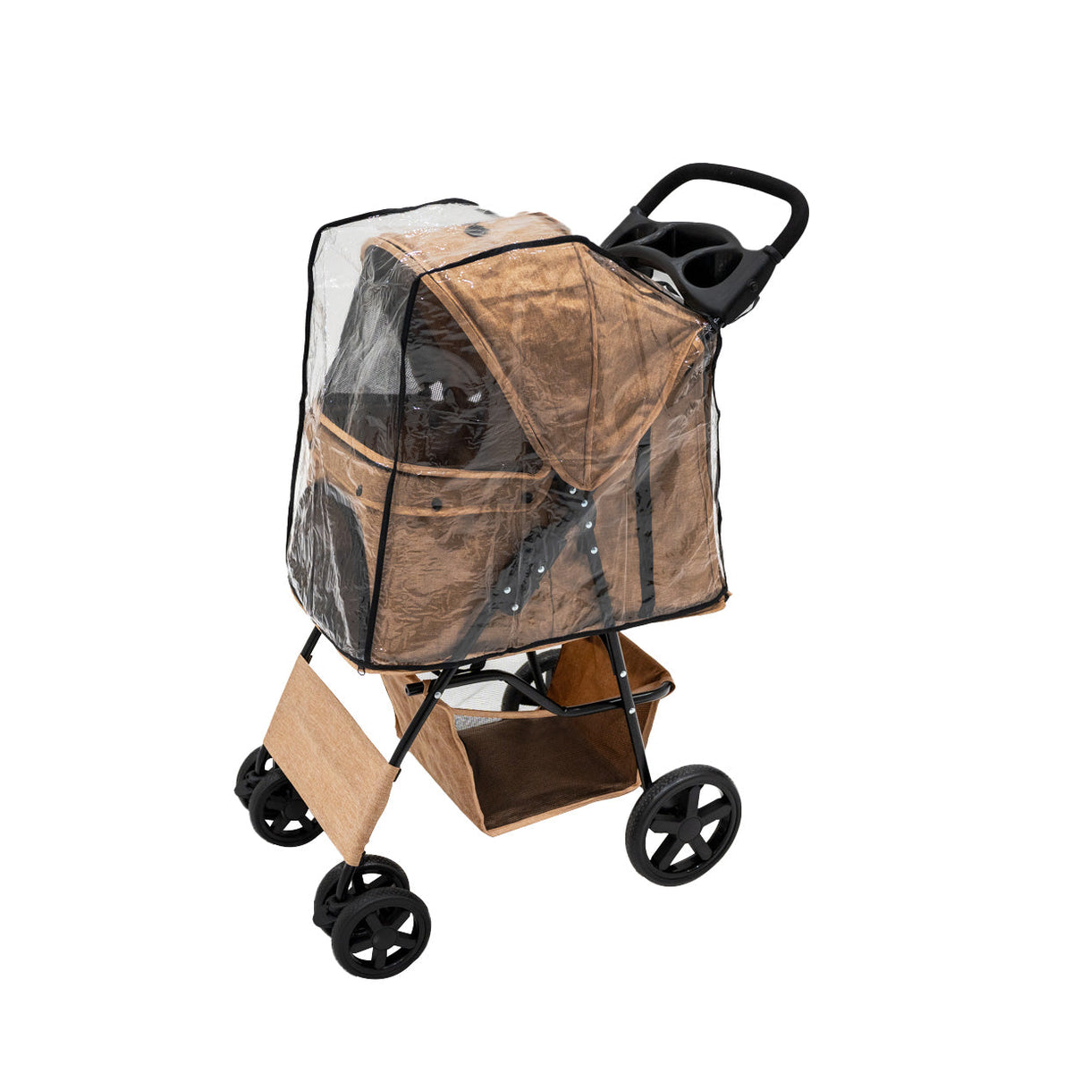 Pet Stroller with Rain Cover – Woven Beige - Used - Acceptable