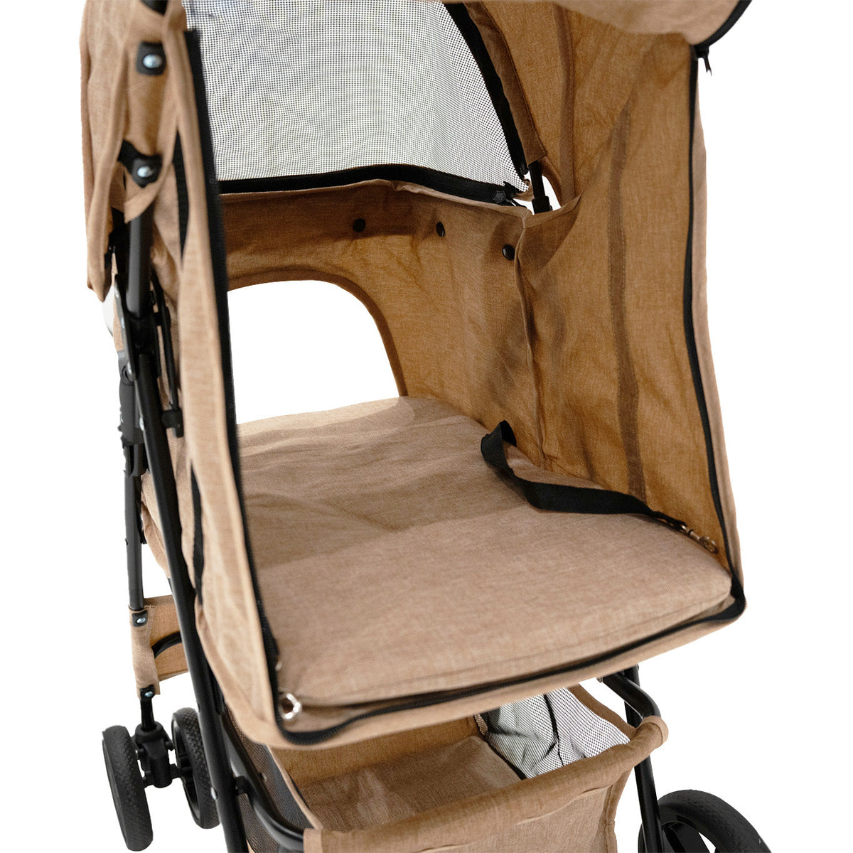 Pet Stroller with Rain Cover – Woven Beige - Used - Good