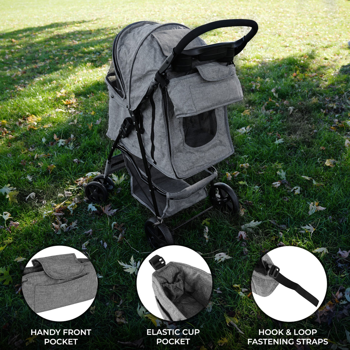 Pet Stroller Caddy Bag - Woven Grey - Used - Acceptable