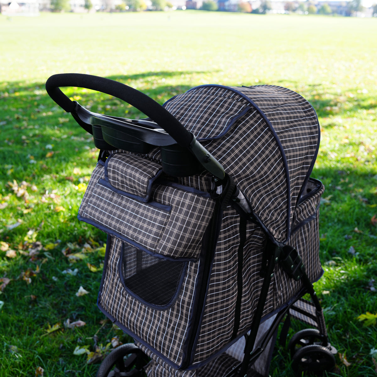 Pet Stroller Caddy Bag - Blue Tartan - Like New
