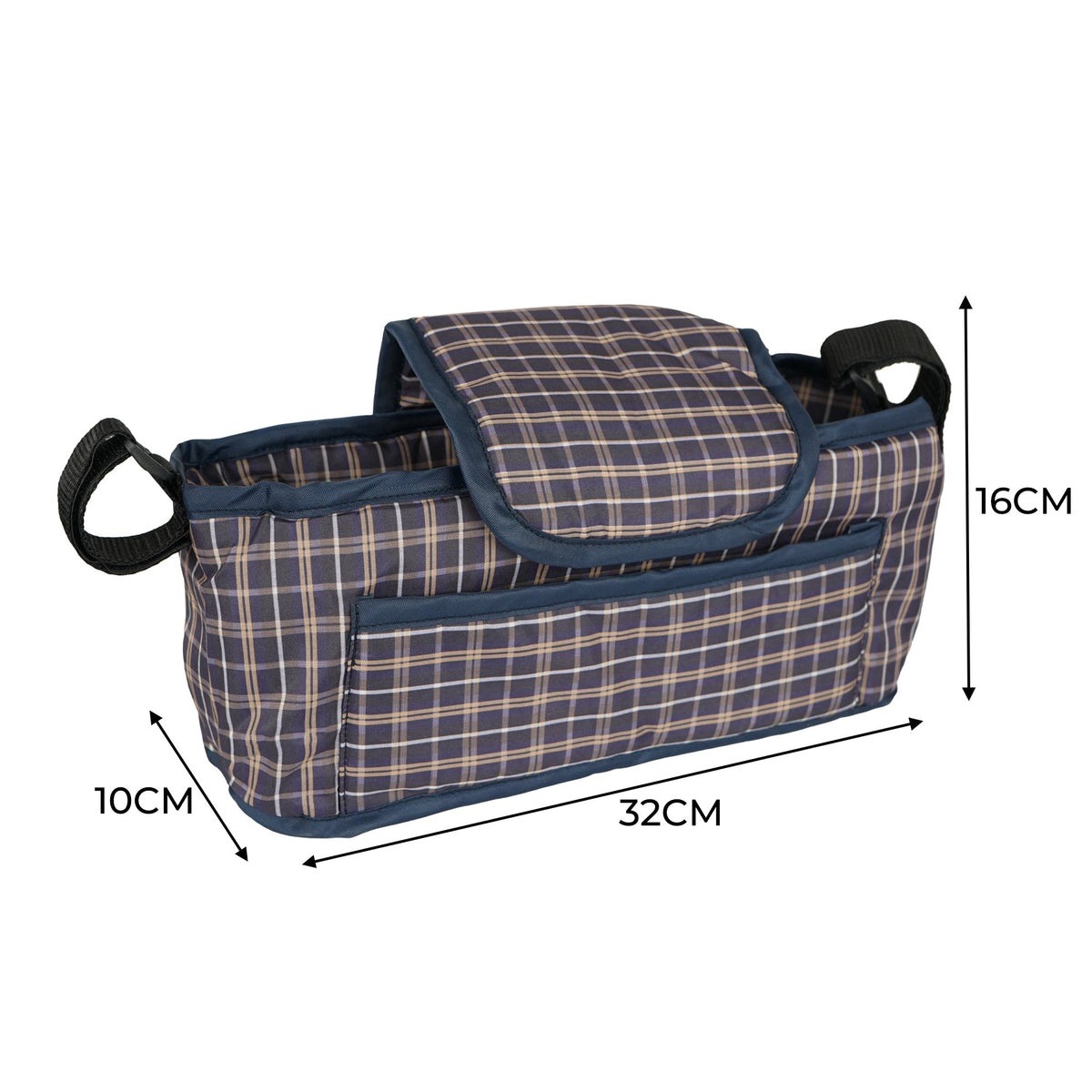 Pet Stroller Caddy Bag - Blue Tartan - Like New