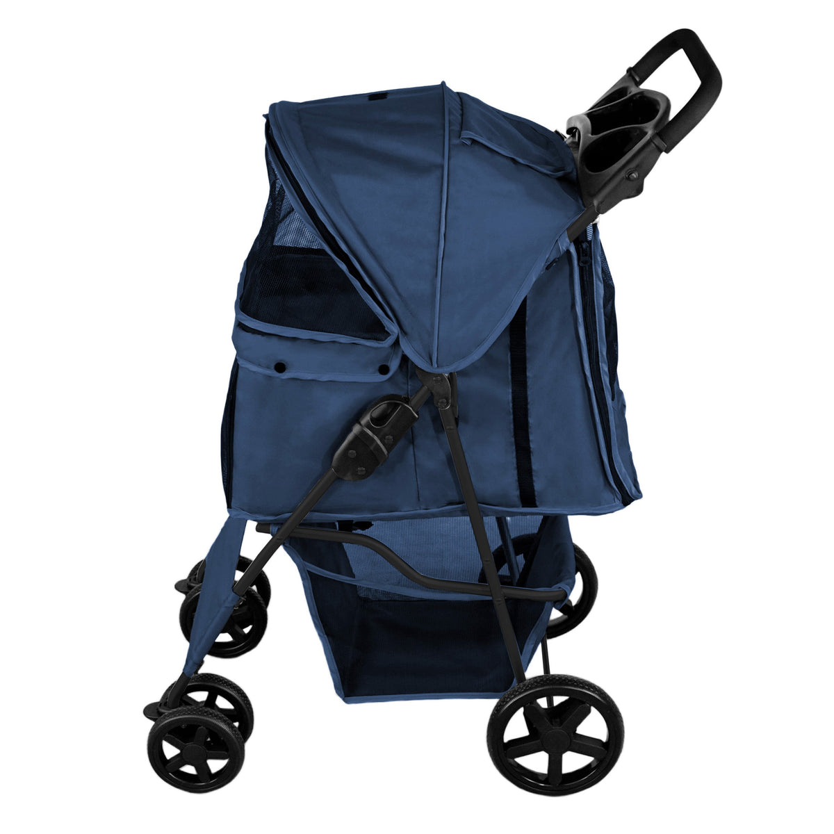 Pet Stroller with Rain Cover & Caddy Bag - Navy Blue - Used - Acceptable