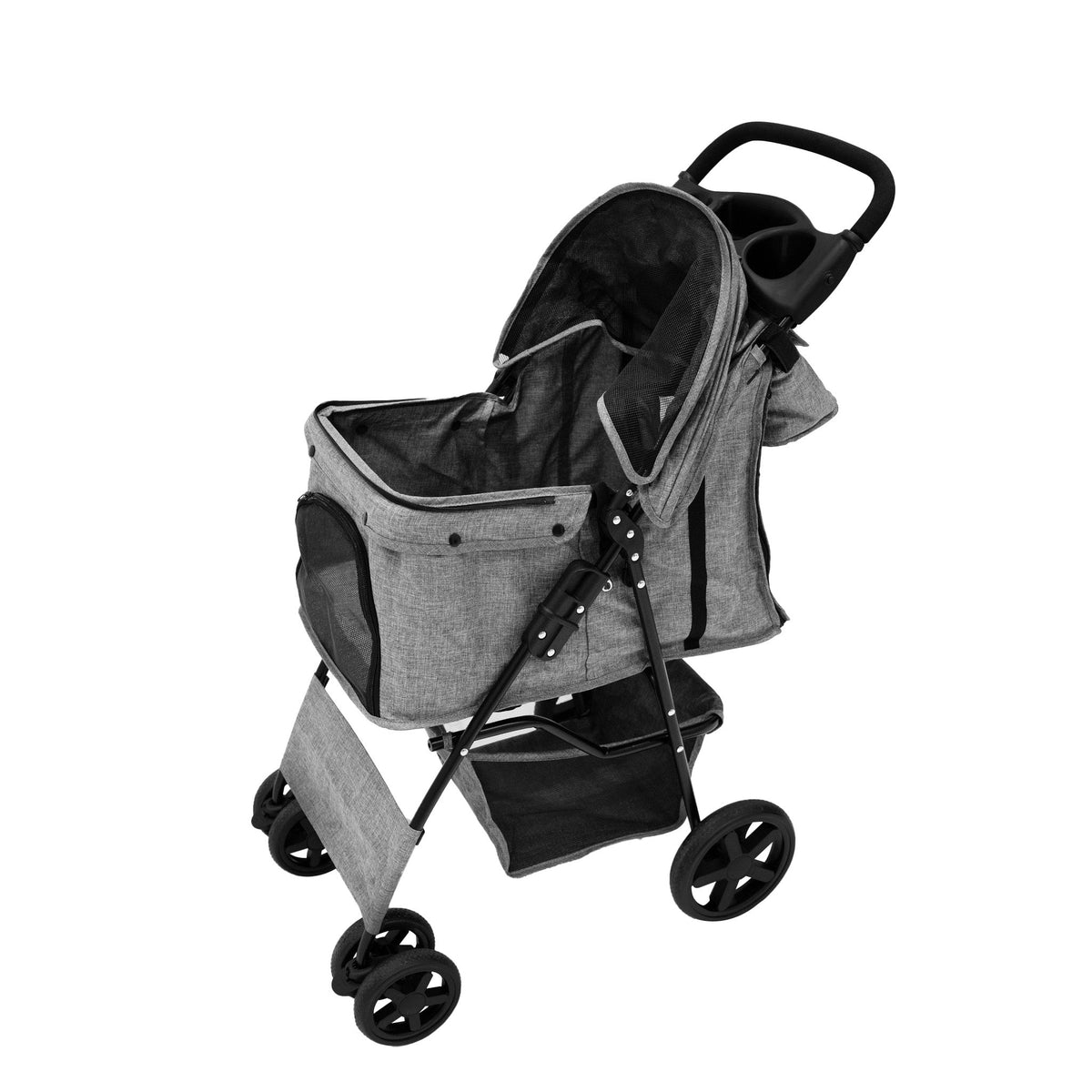 Pet Stroller with Rain Cover & Caddy Bag - Woven Grey - Used - Very Good