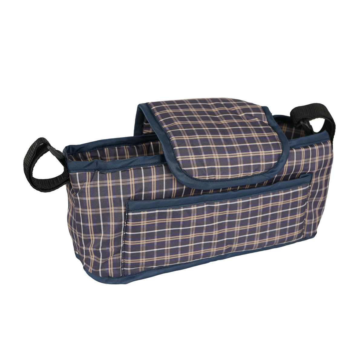 Pet Stroller with Rain Cover & Caddy Bag - Blue Tartan - Like New