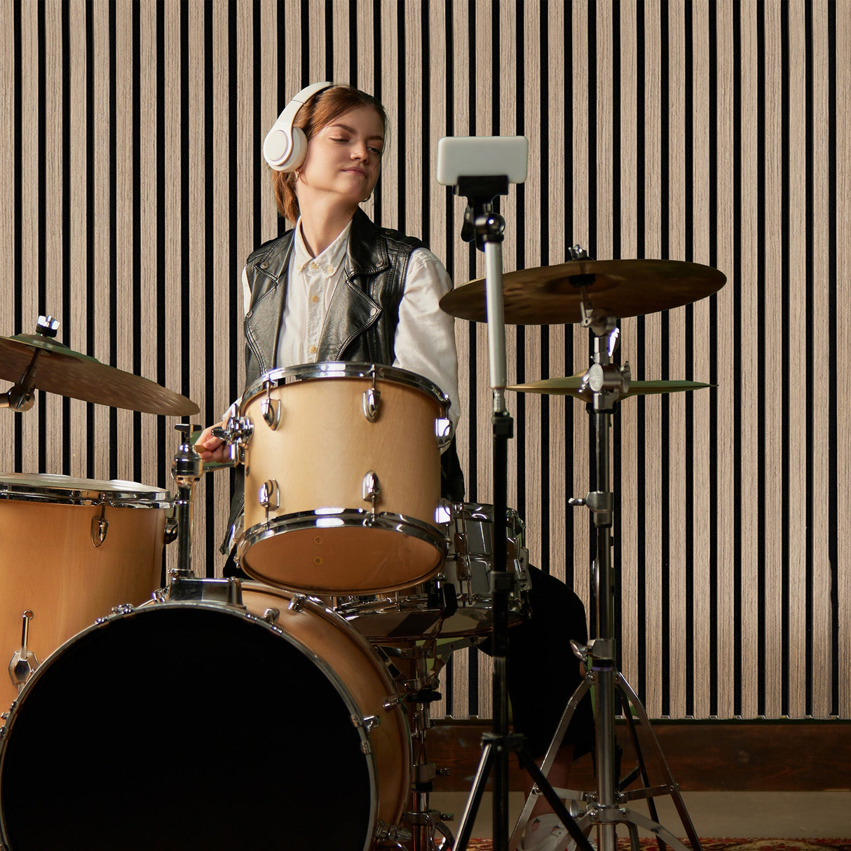 Acoustic Slat Wall Panels x 2 - Light Walnut - Used - Very Good