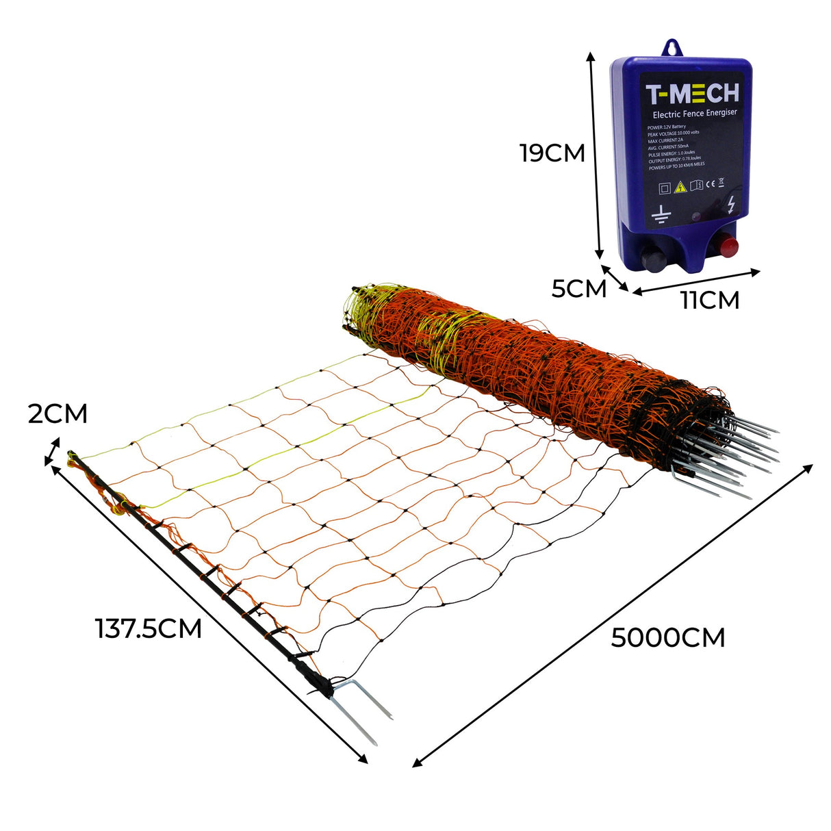 Electric Fence Energiser & Poultry Netting - 50m - Like New