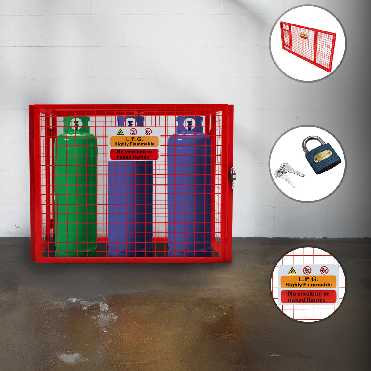 Red Gas Bottle Collapsible Mesh Cage - 92cm x 110cm x 50cm - Used - Acceptable