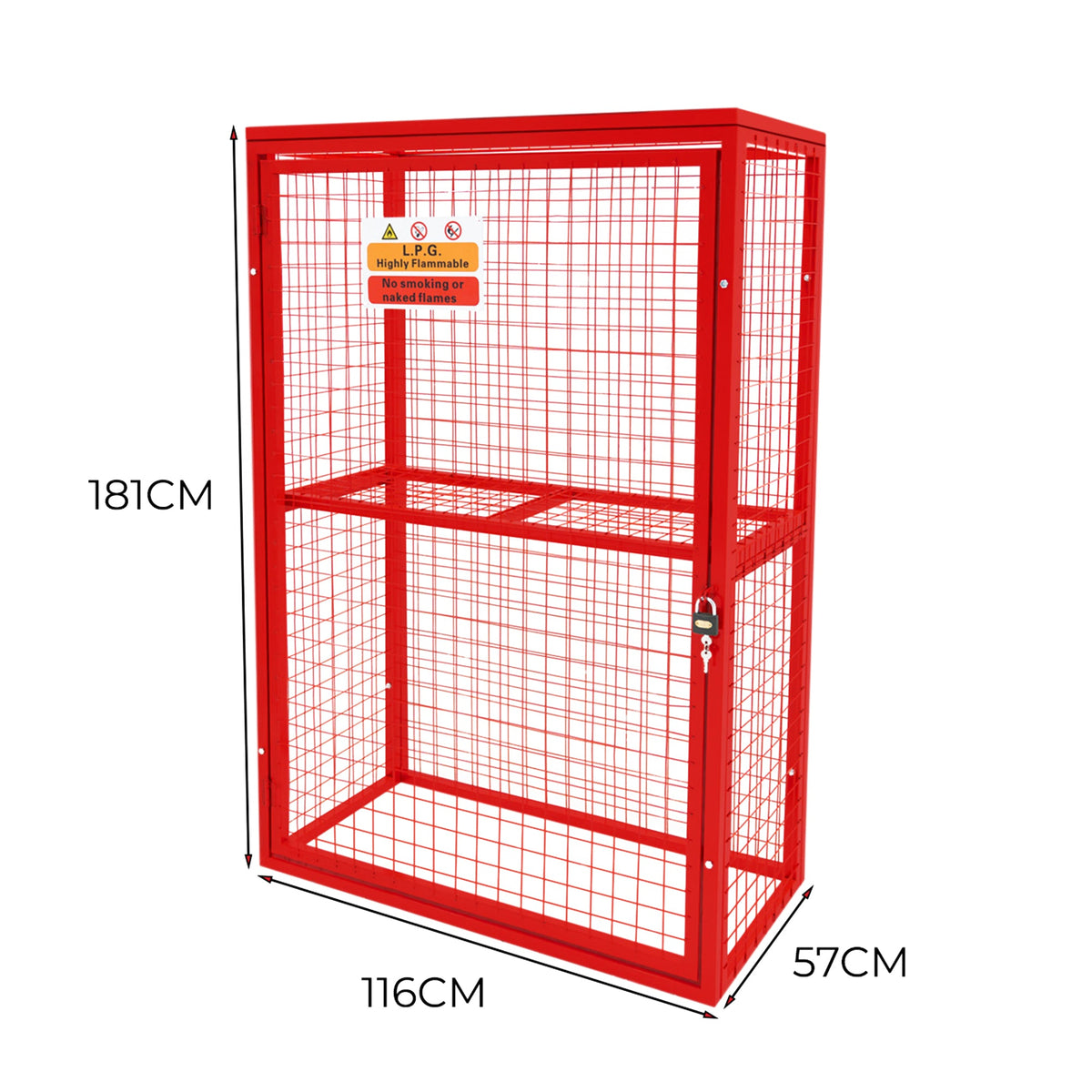 Red Gas Bottle Collapsible Mesh Cage – 181cm x 116cm x 57cm - Used - Acceptable