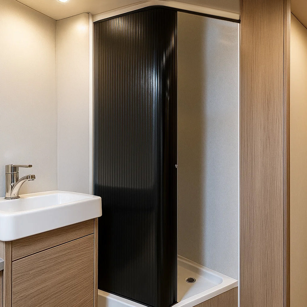 Tambour Shower Door – Black - Used - Acceptable