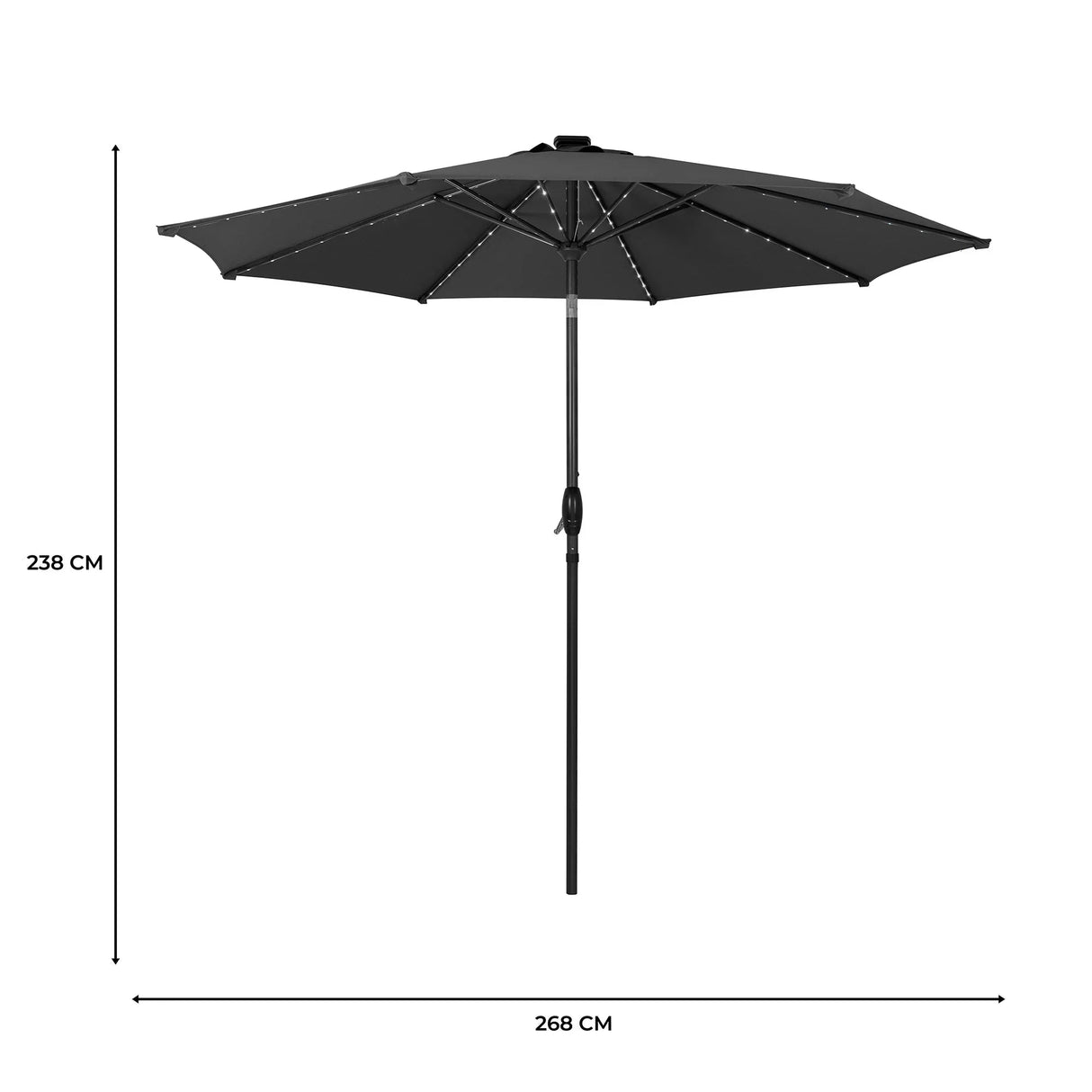 LED Tilt Parasol 2.7m – Grey - Like New