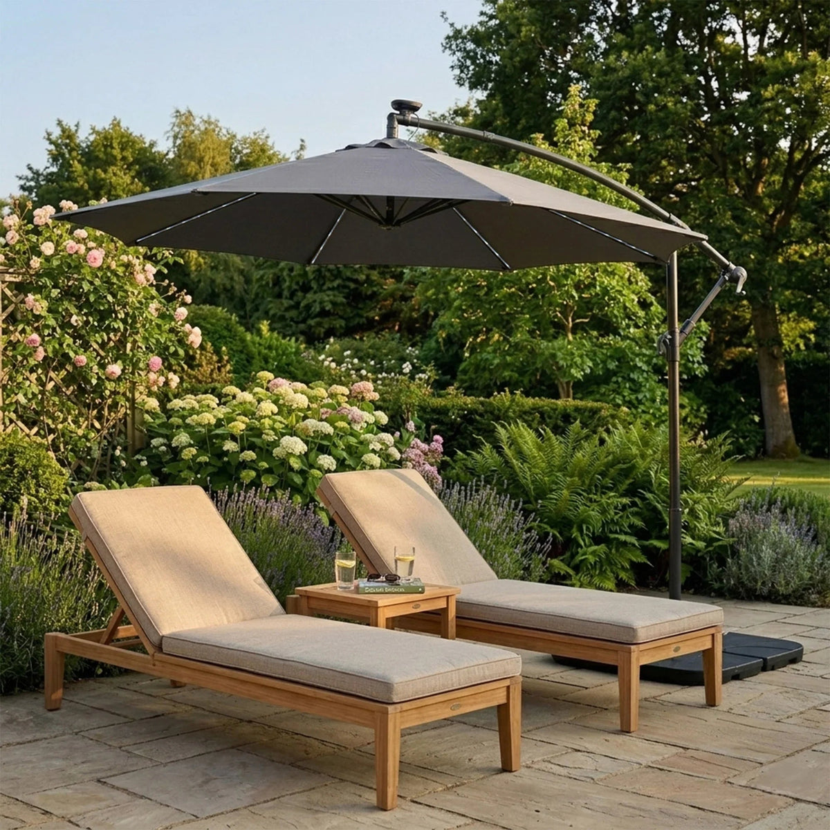 LED Cantilever Parasol 3m – Grey - Used - Very Good