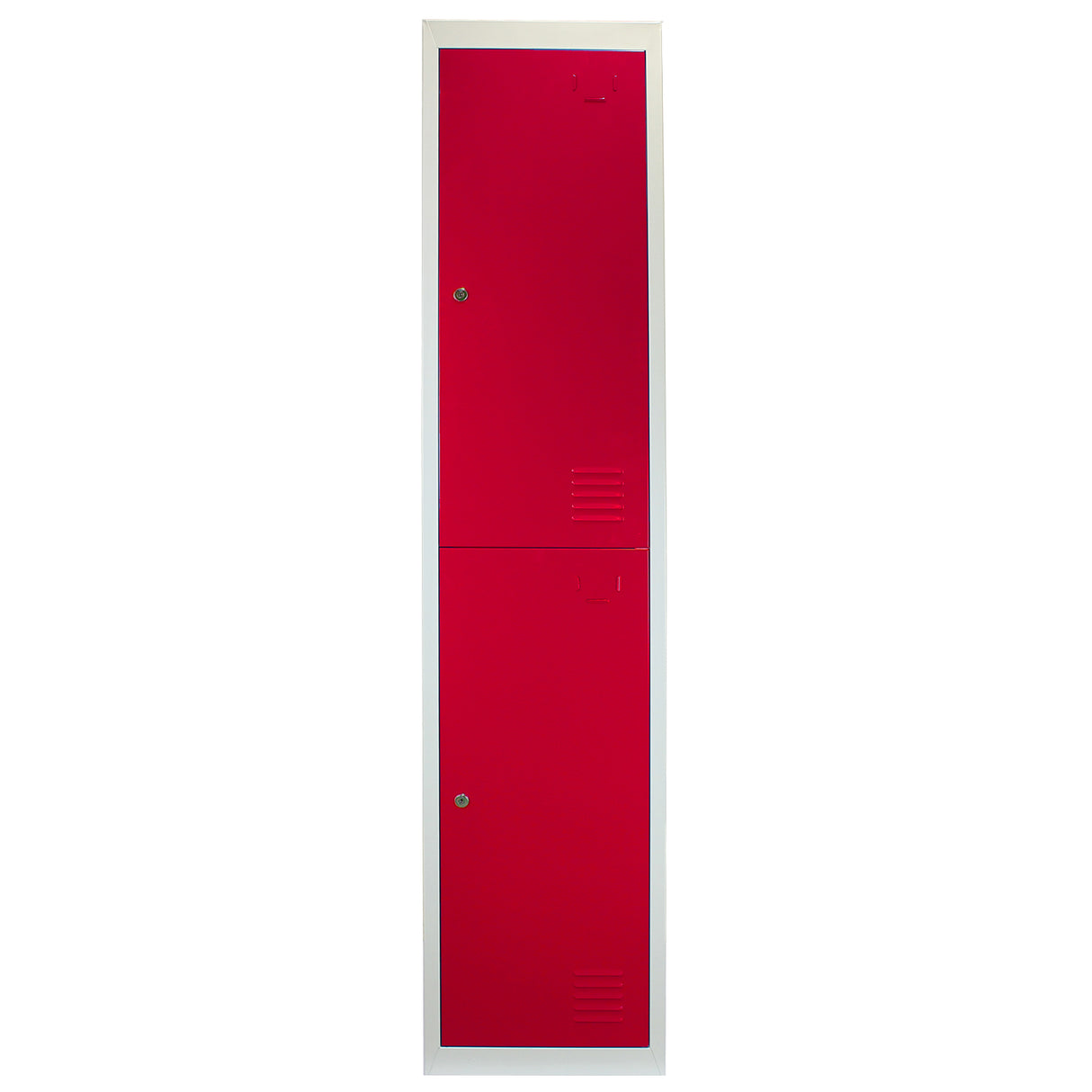 Metal Storage Lockers - Two Doors, Flatpacked, Red - Used - Acceptable