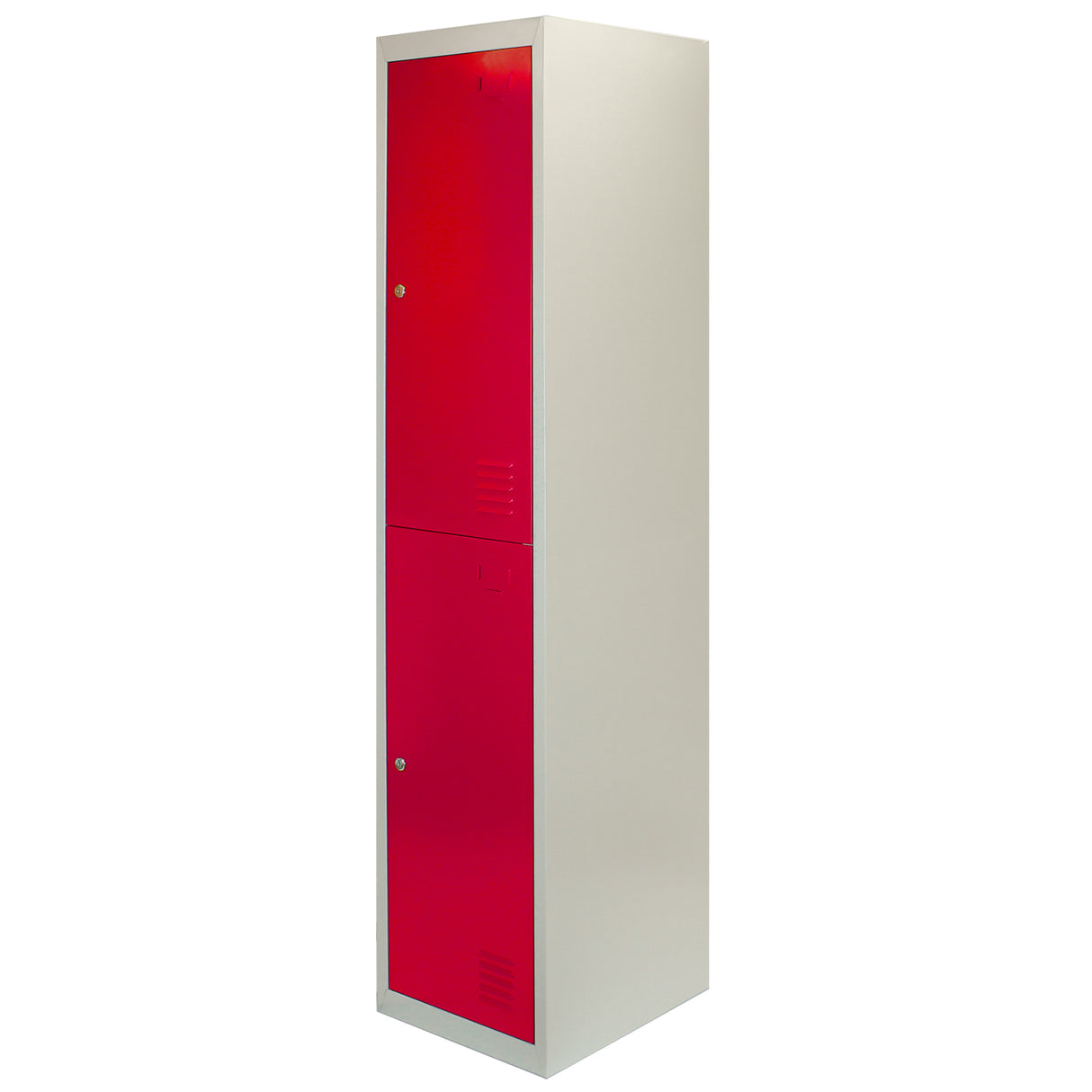 Metal Storage Lockers - Two Doors, Flatpacked, Red - Like New