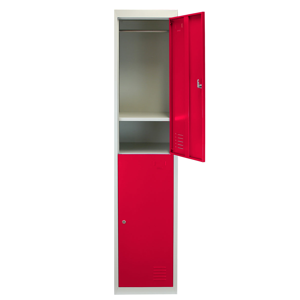 Metal Storage Lockers - Two Doors, Flatpacked, Red - Like New