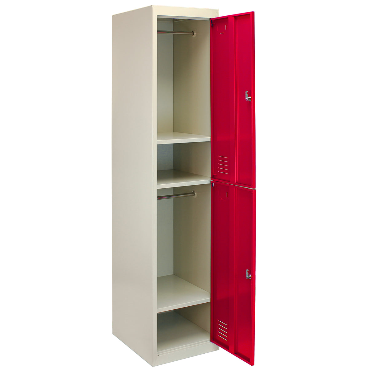 Metal Storage Lockers - Two Doors, Flatpacked, Red - Used - Very Good