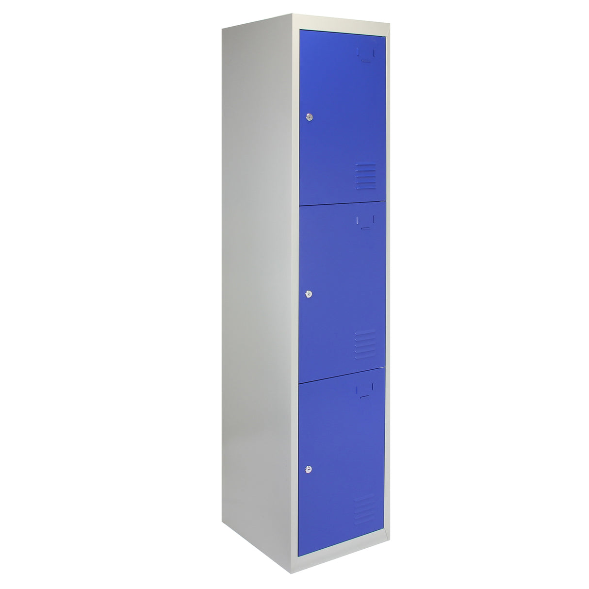Metal Storage Lockers - Three Doors, Flatpacked, Blue - Like New