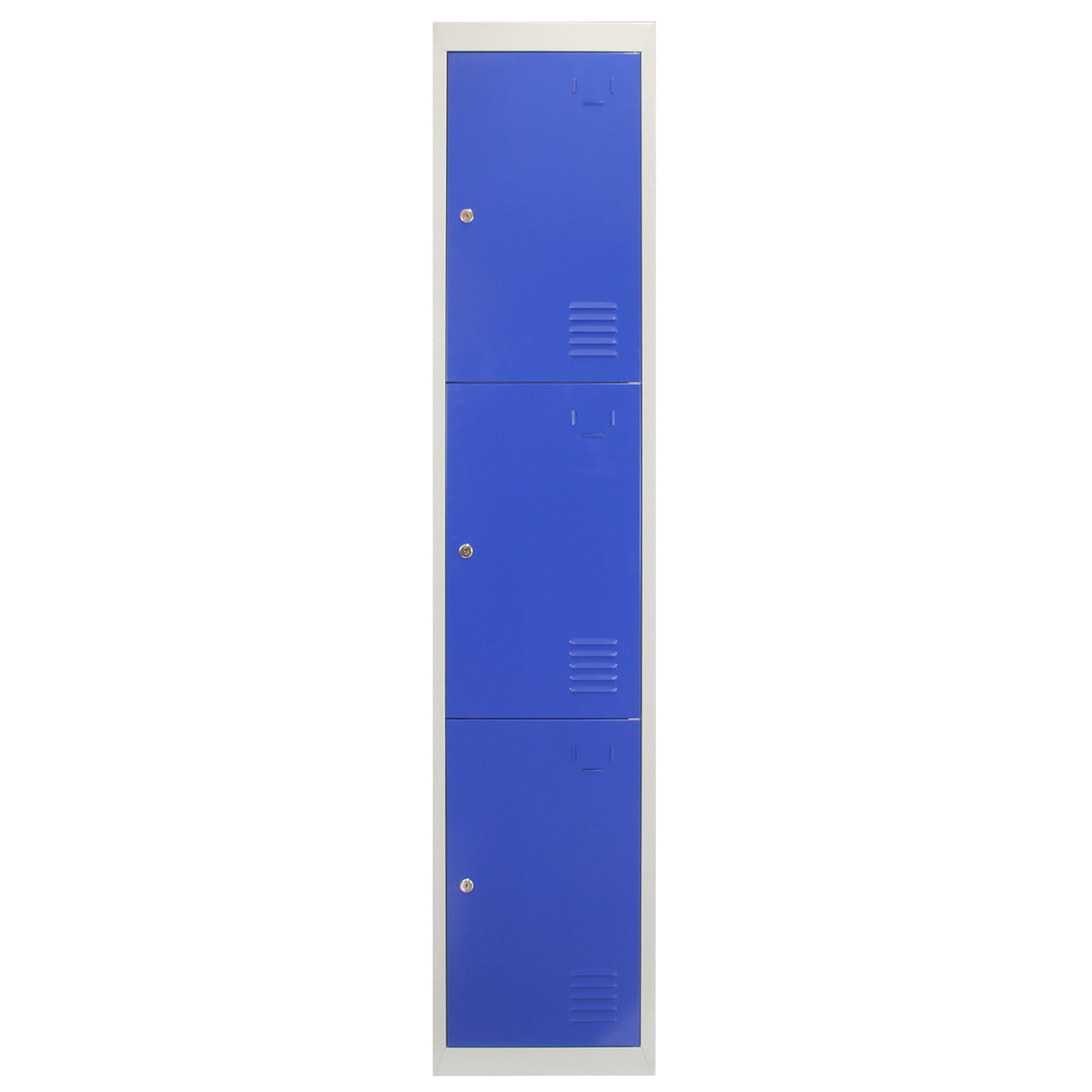 Metal Storage Lockers - Three Doors, Flatpacked, Blue - Used - Acceptable