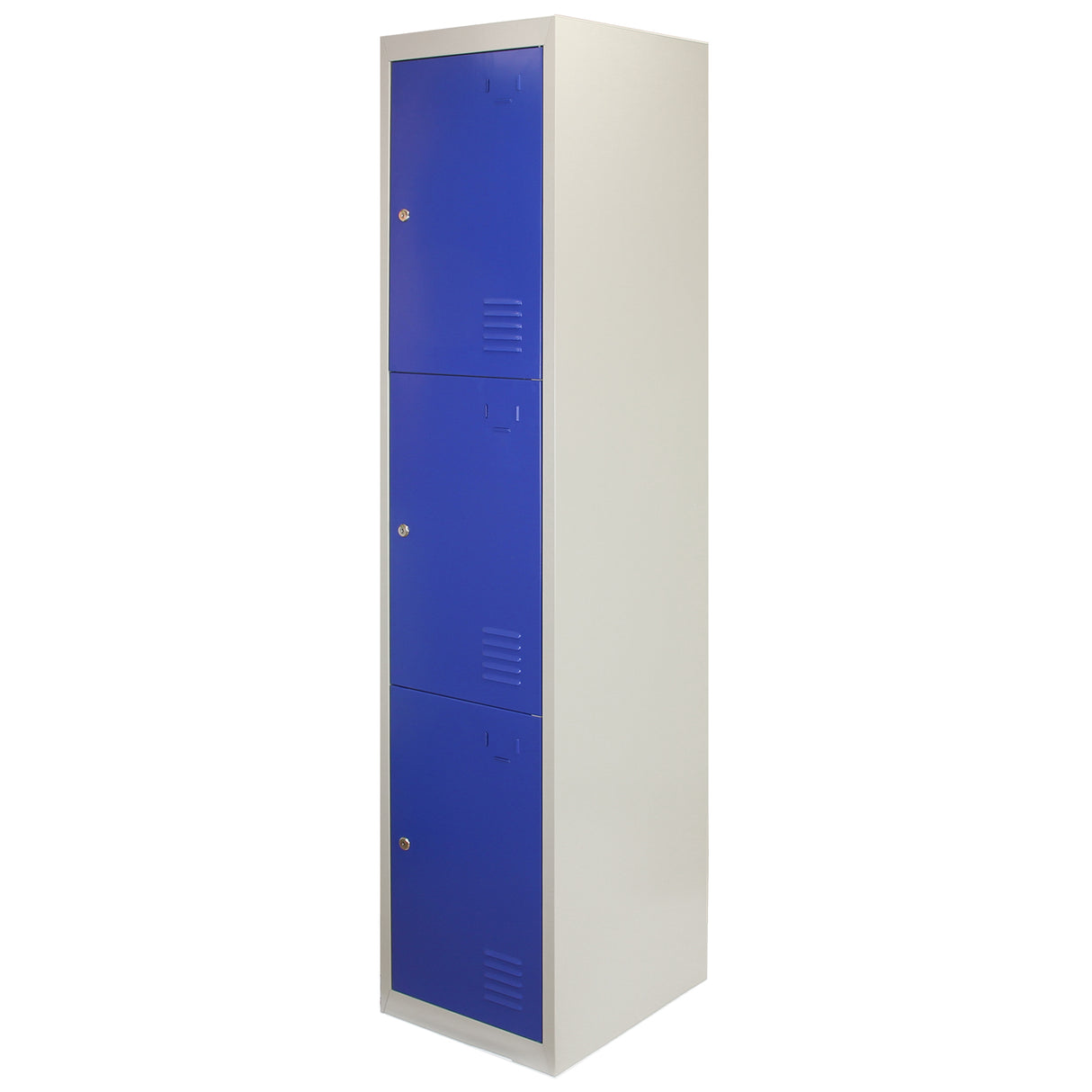 Metal Storage Lockers - Three Doors, Flatpacked, Blue - Used - Acceptable