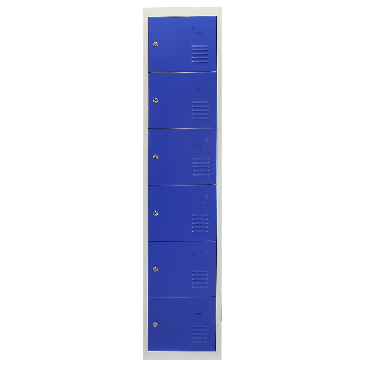 Metal Storage Lockers - Six Doors, Flatpacked, Blue - Used - Acceptable