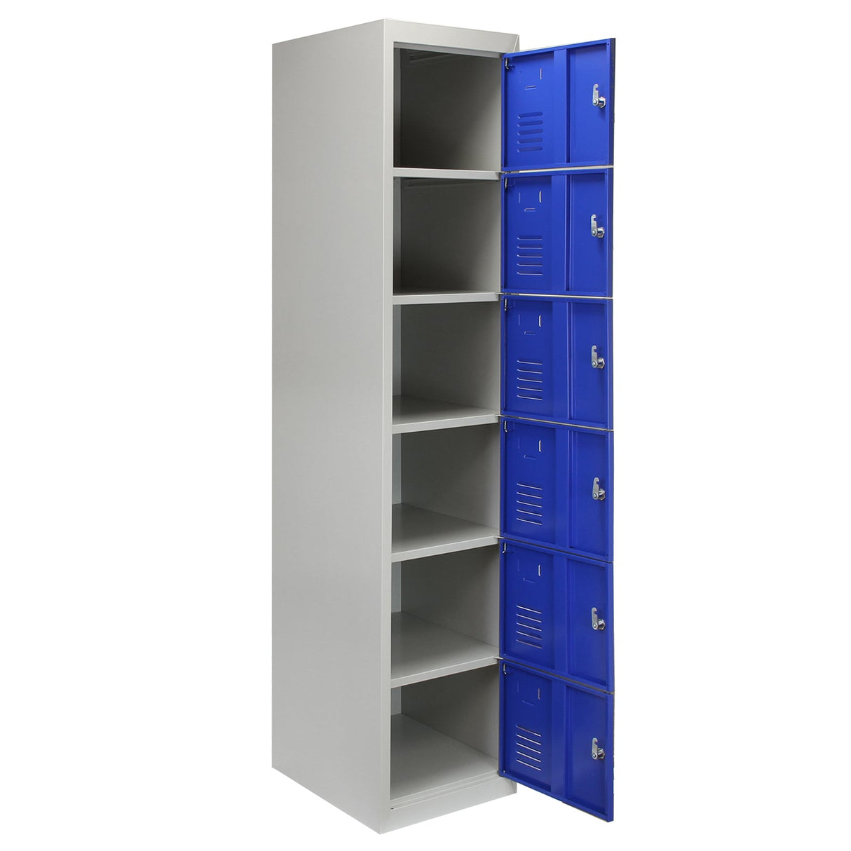 Metal Storage Lockers - Six Doors, Flatpacked, Blue - Used - Acceptable