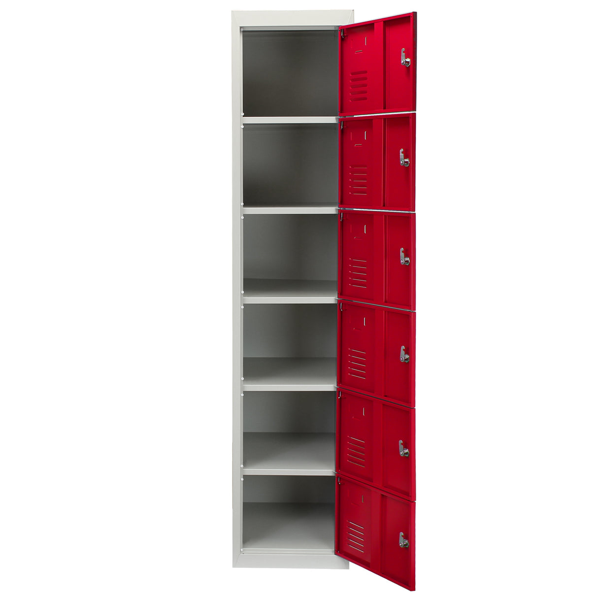 Metal Storage Lockers - Six Doors, Flatpacked, Red - Used - Good