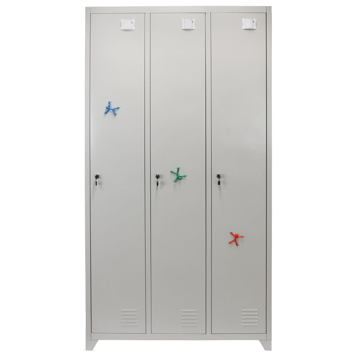Metal Storage Lockers - Three Doors, Grey - Used - Acceptable
