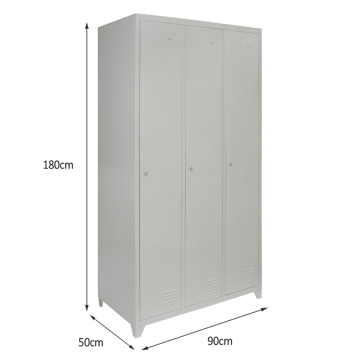 Metal Storage Lockers - Three Doors, Grey - Used - Acceptable