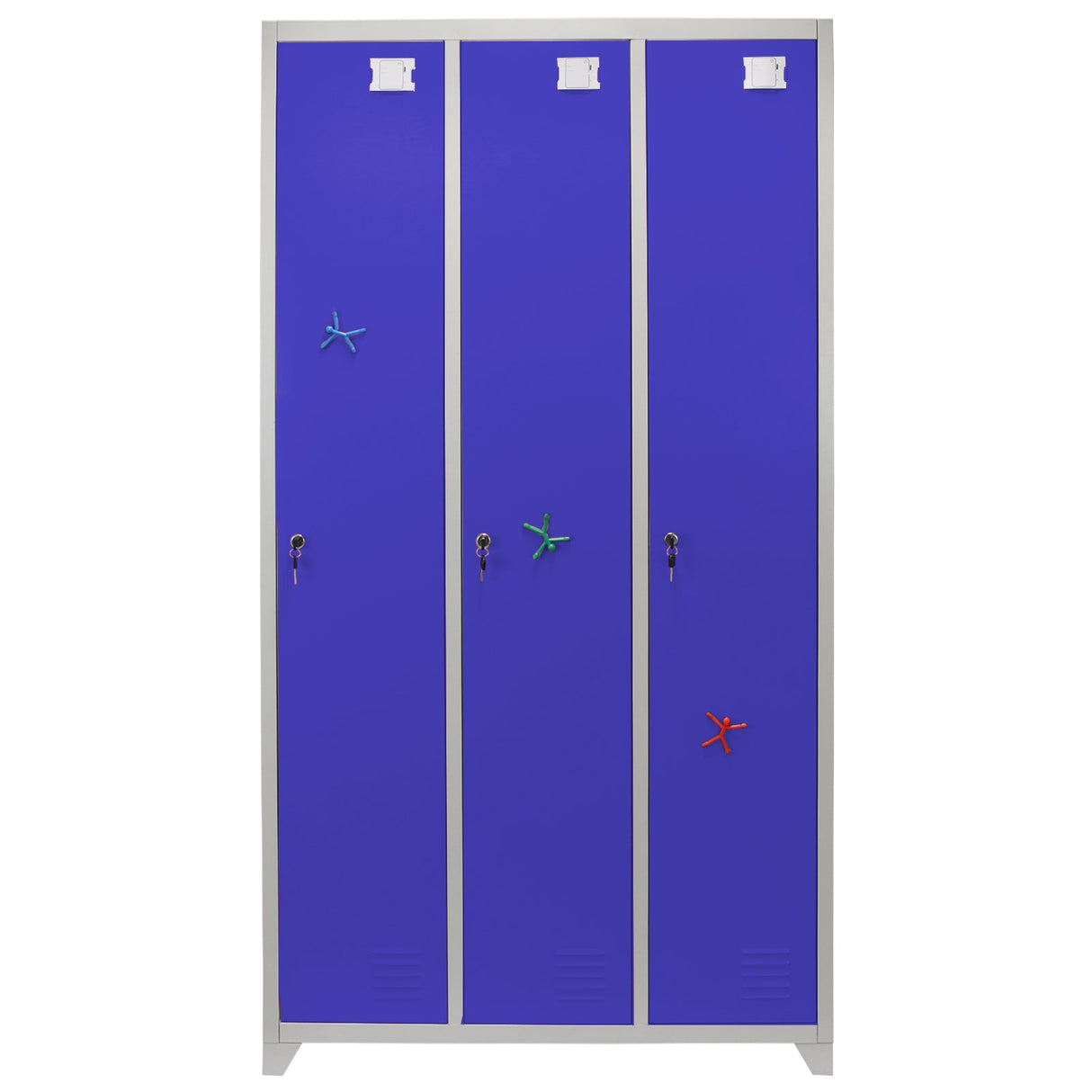 Metal Storage Lockers - Three Doors Wide, Blue - Used - Good
