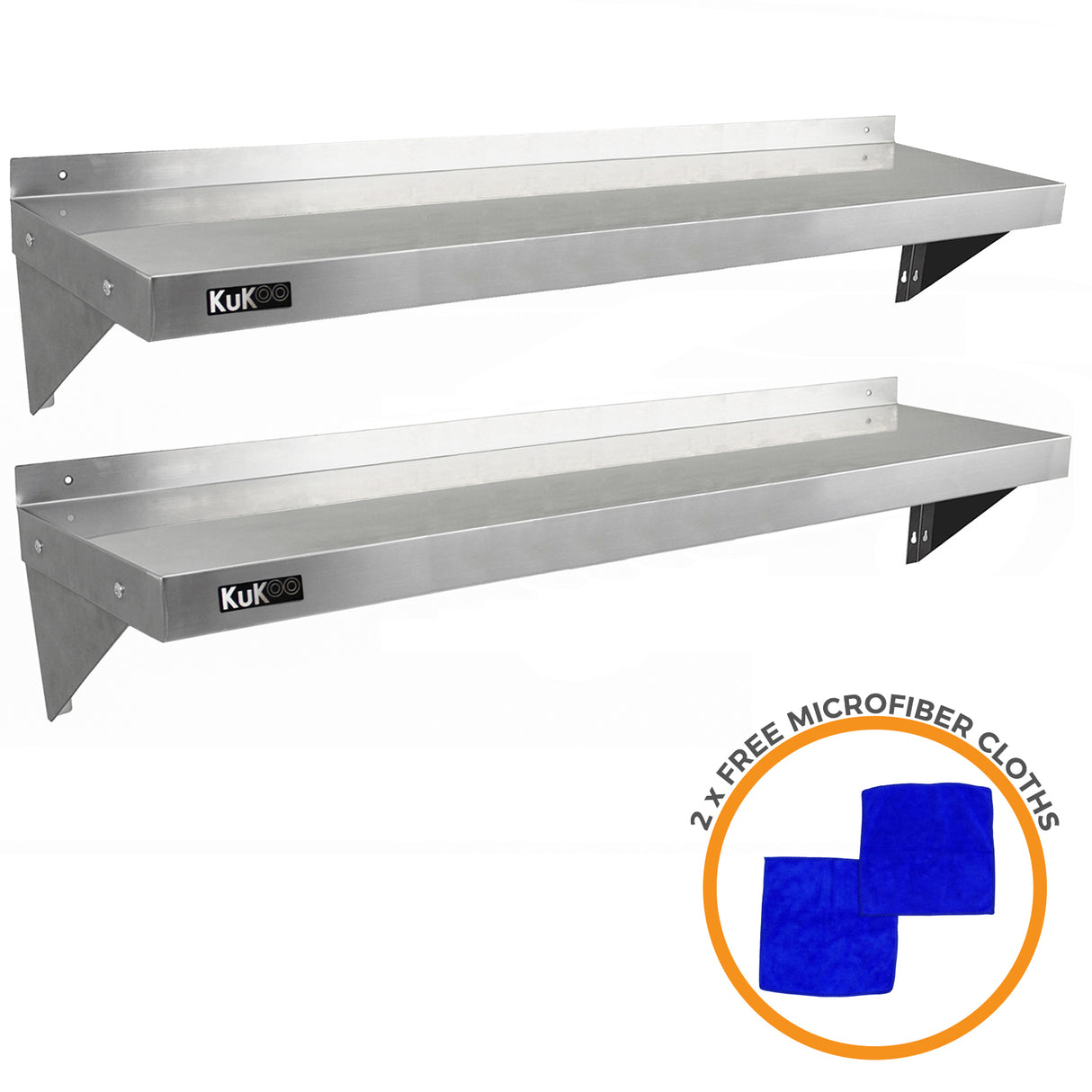 2 x KuKoo Stainless Steel Shelves 1400mm x 300mm - Used - Very Good