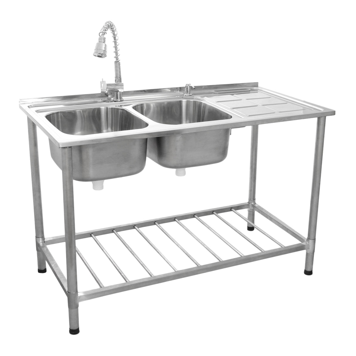 KuKoo Commercial Catering Sink Double Bowl / Right Hand Drainer - Used - Acceptable