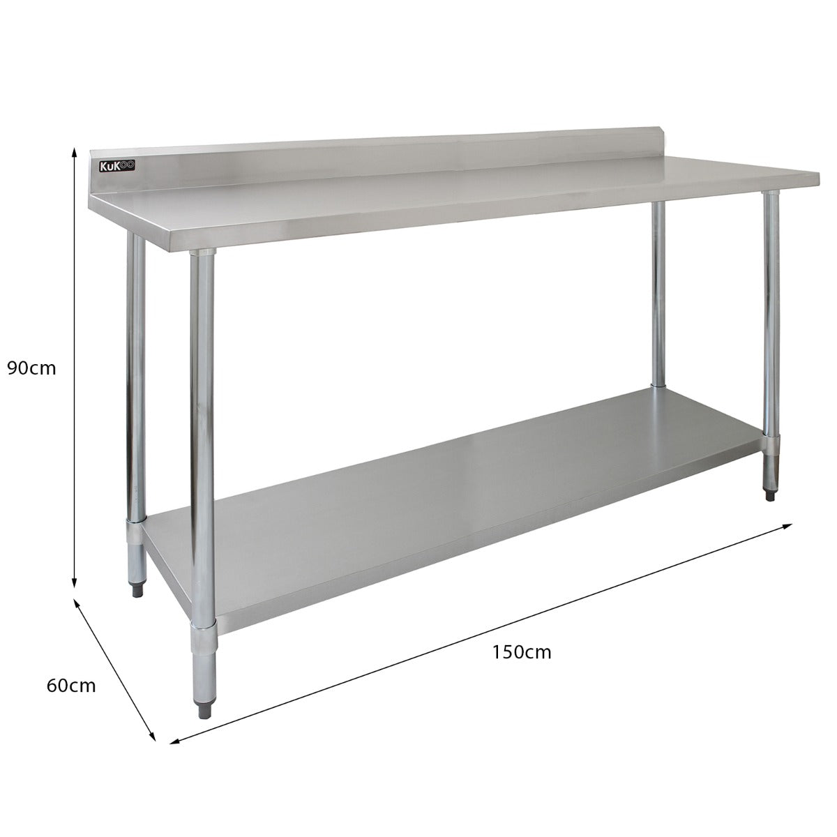 5ft Stainless Steel Catering Bench & 2 x Wall Mounted Shelves - Used - Acceptable