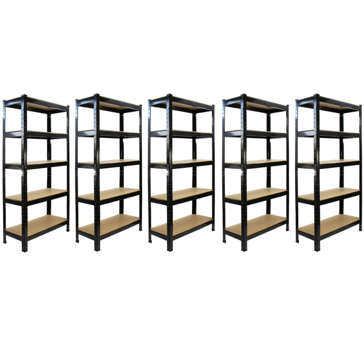 5 x T-RAX Black Metal Racking Units 75cm x 150cm x 30cm - Used - Acceptable
