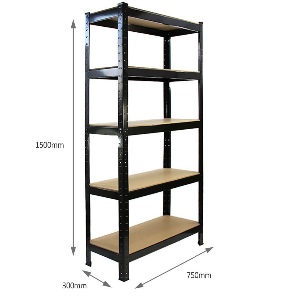 5 x T-RAX Black Metal Racking Units 75cm x 150cm x 30cm - Used - Acceptable