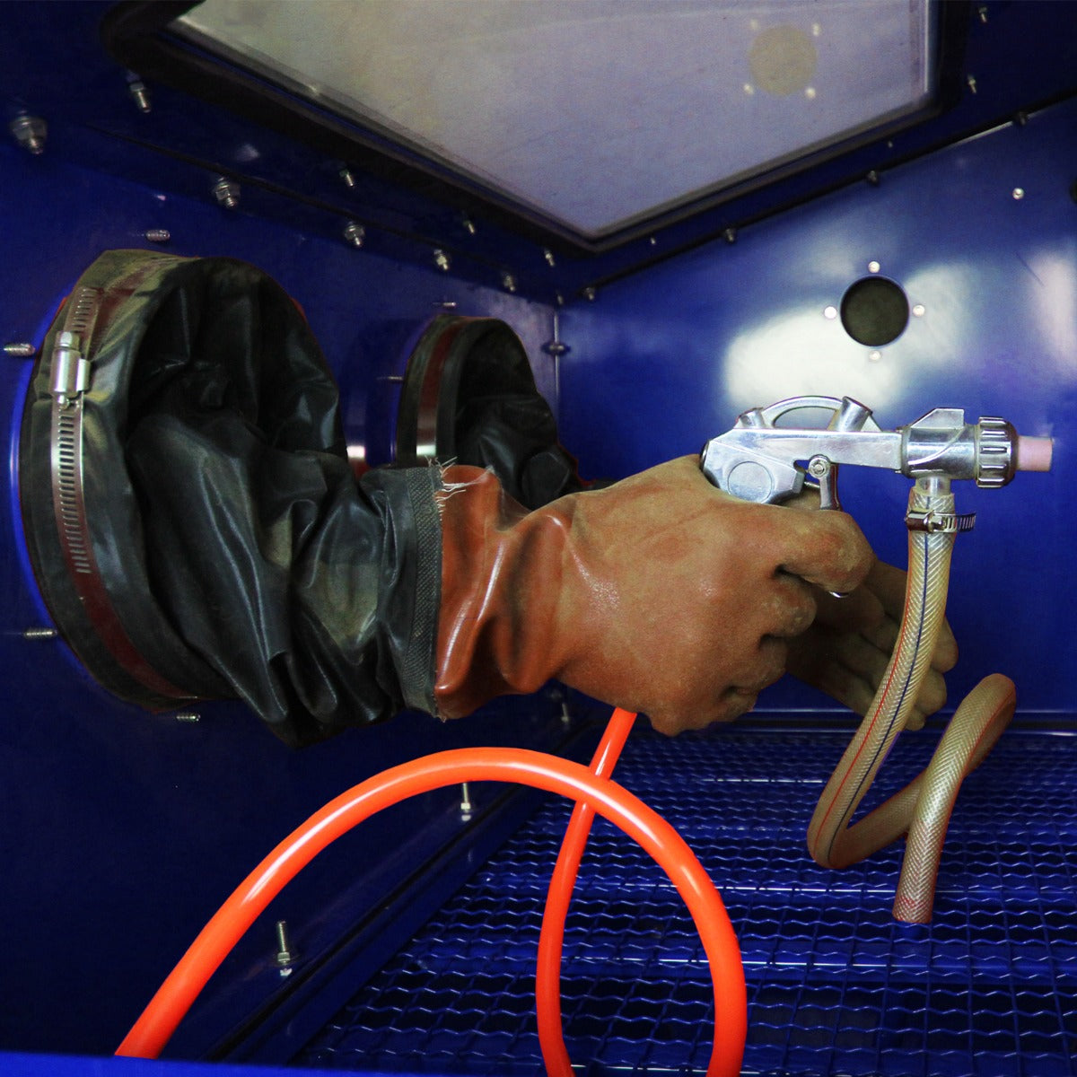 T-Mech Electrostatic Powder Coating Machine & 220L Sandblasting Cabinet - Used - Good