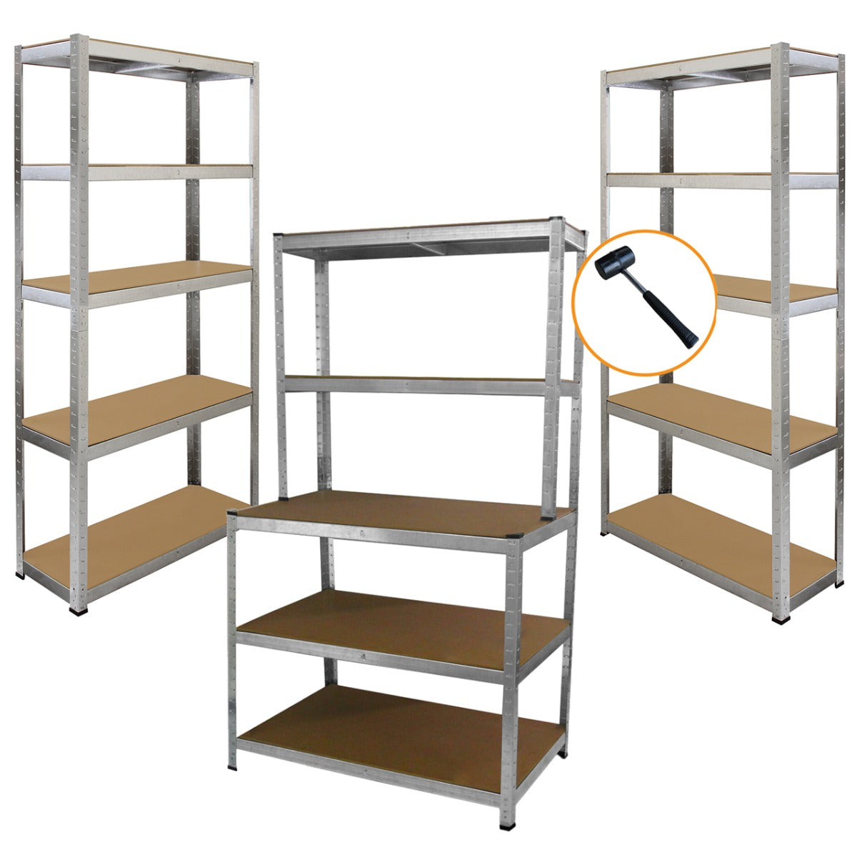 2 x 90cm Galwix & Galwix Workbench Shelving Unit & Mallet - Used - Acceptable
