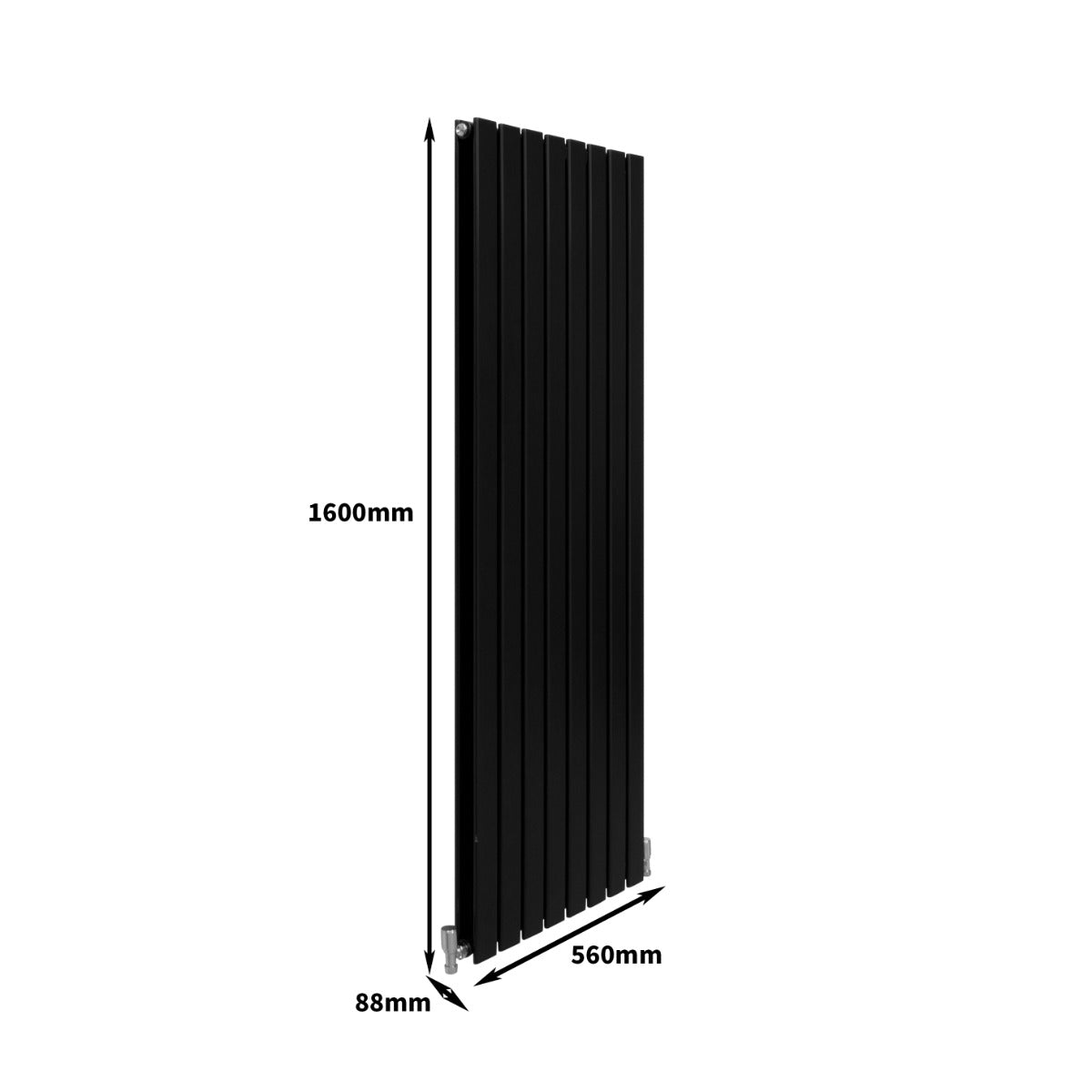 Designer Flat Panel Radiators Matt Black 1600mm x 560mm - Used - Good