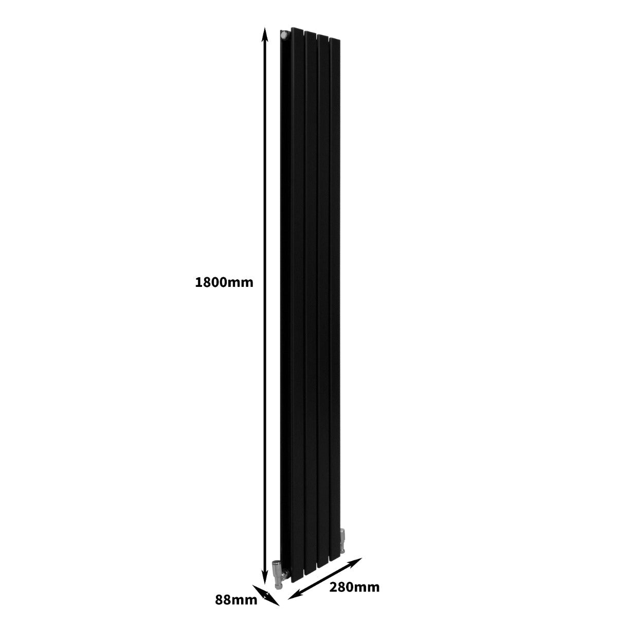 Designer Flat Panel Radiators Matt Black 1800mm x 280mm - Used - Good