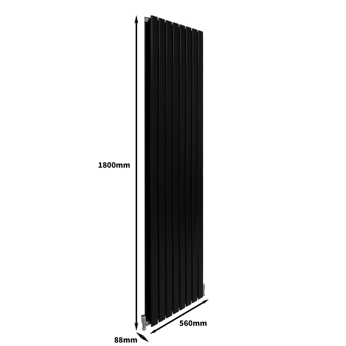 Designer Flat Panel Radiators Matt Black 1800mm x 560mm - Used - Acceptable