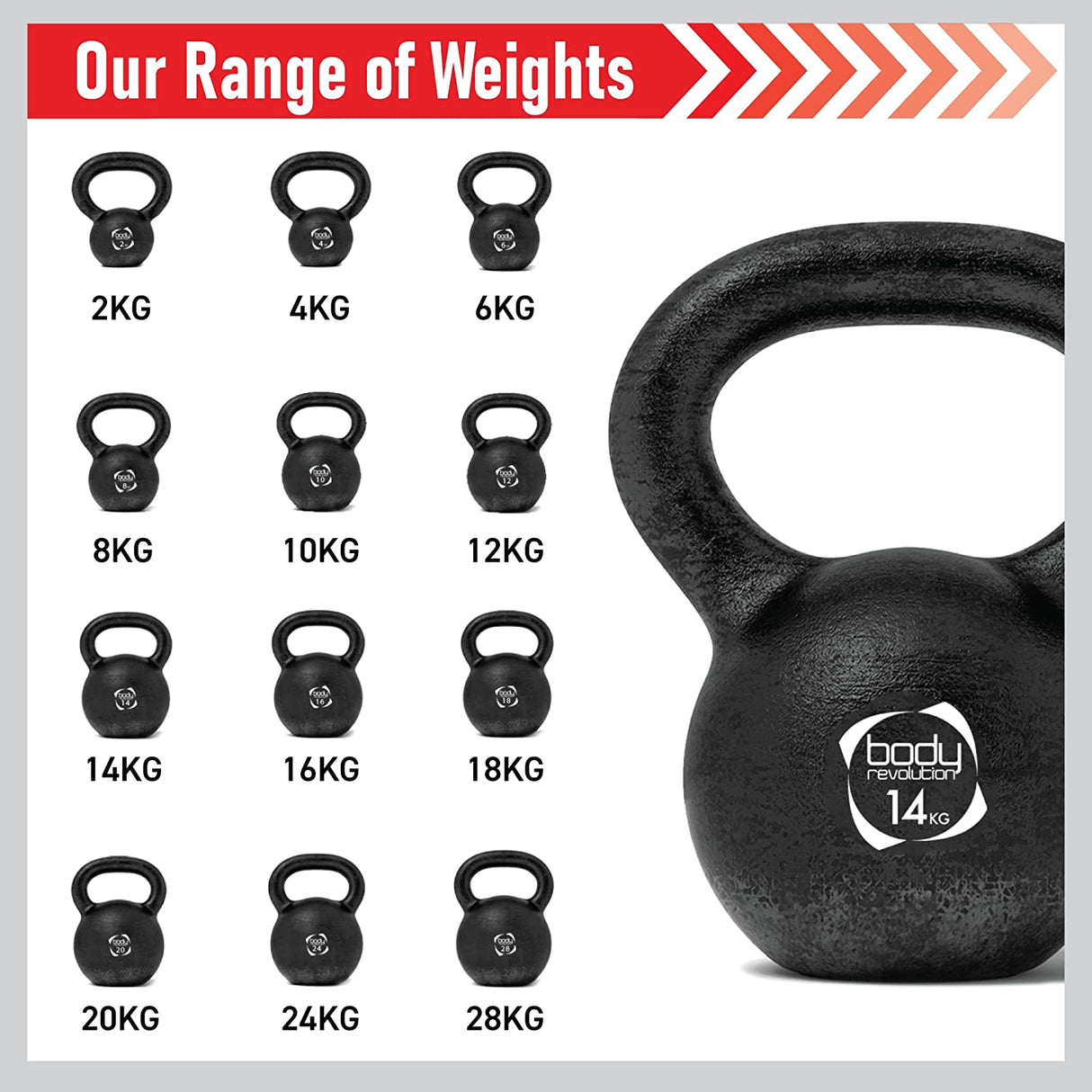 Body Revolution Cast Iron Kettlebells 2 kg - 28 kg - Used - Good