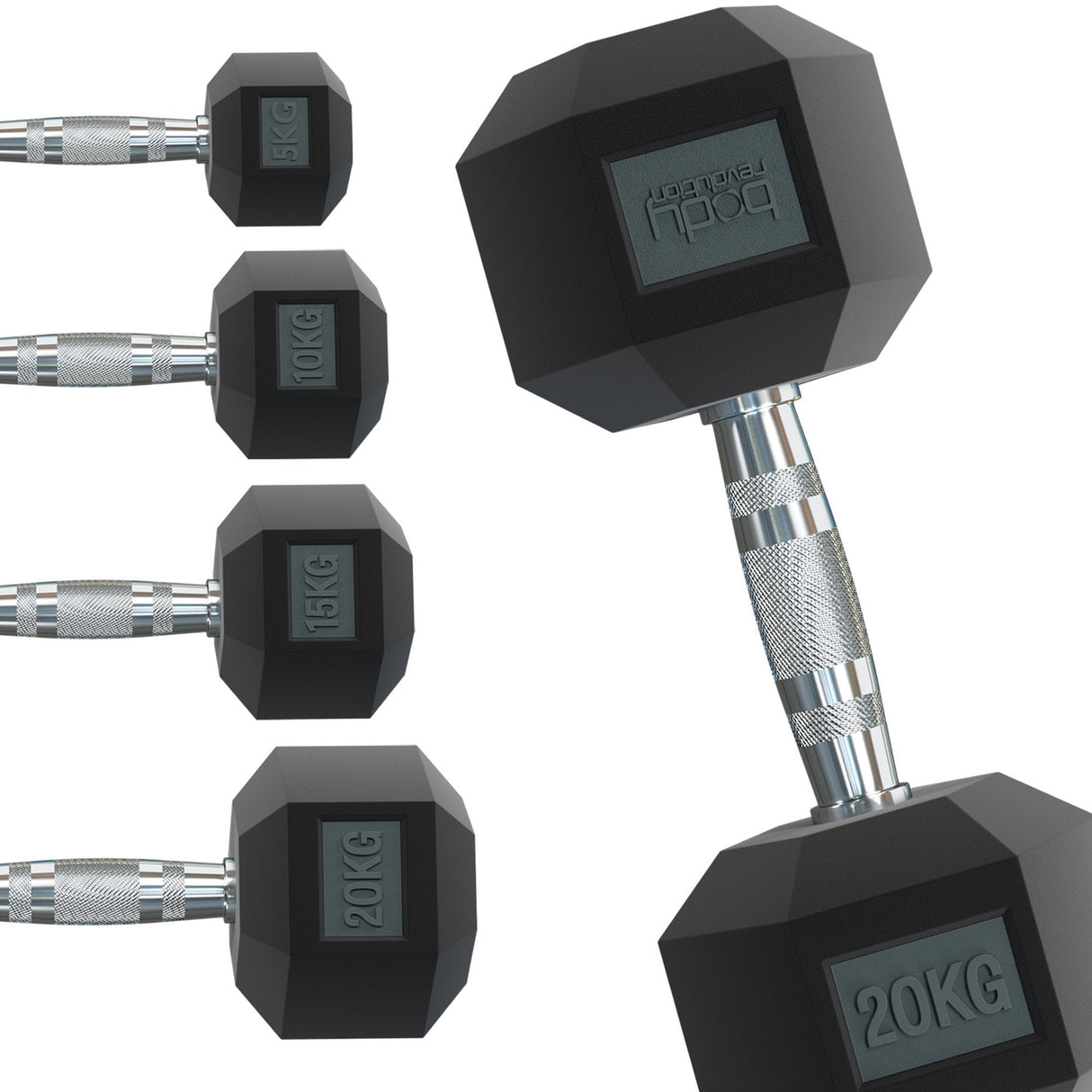 Body Revolution Hex Dumbbells 1 kg - 40 kg Pairs - Used - Acceptable