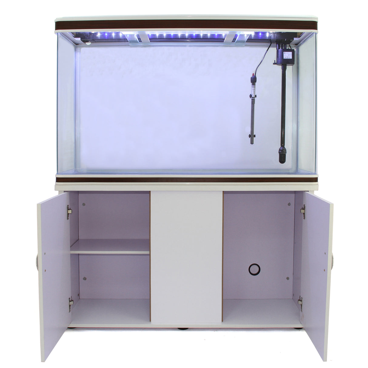 Aquarium Fish Tank & Cabinet with Complete Starter Kit - White Tank & Black Gravel - Used - Good