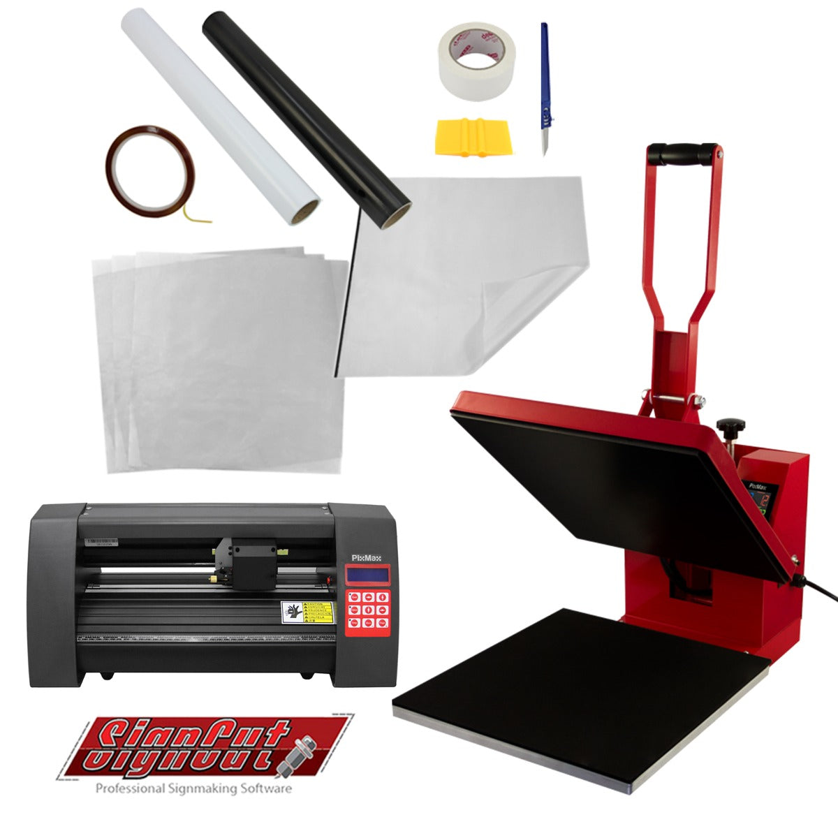 Clam Heat Press 38 x 38cm & 360mm Vinyl Cutter Bundle - Like New