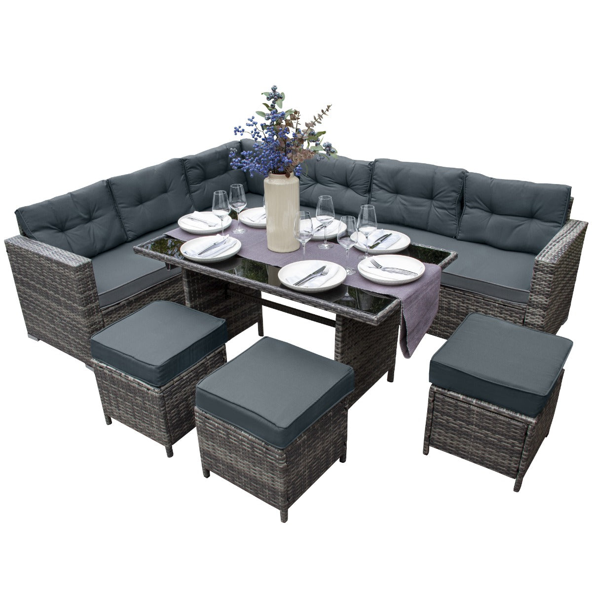 Rattan Corner Set - Grey - Used - Very Good
