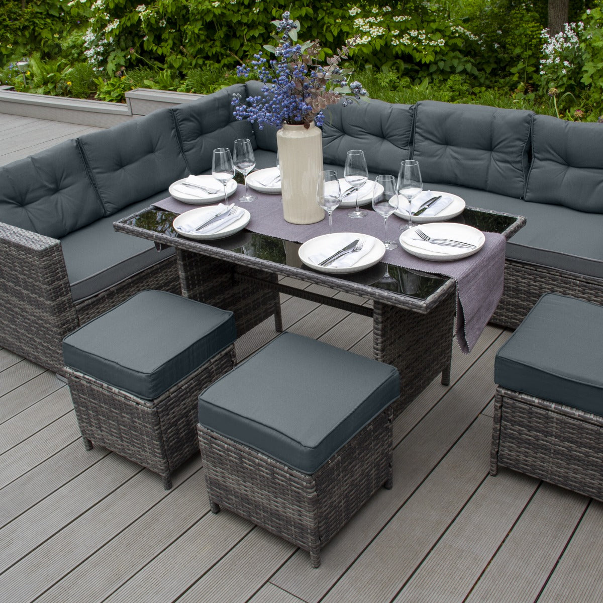Rattan Corner Set - Grey - Used - Very Good